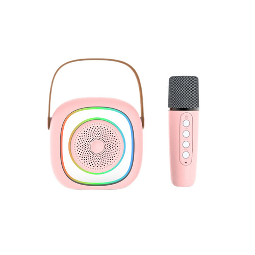 New Bluetooth speaker microphone Home wireless karaoke audio microphone Colorful LED outdoor portable cross-border model