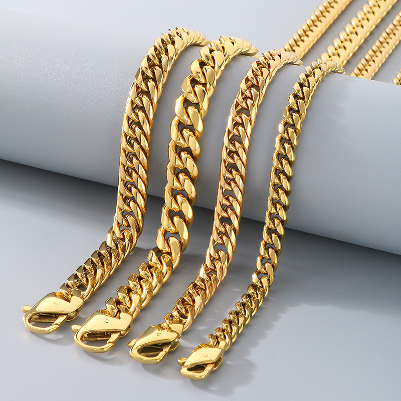 35g Weight Chain Necklace, Necklace Classification Cuban Link Chain Curb Chain Chain Type 1 Piece Quantity Daily, Street Occasion Titanium Steel Material Geometric Pattern All Seasons Season Men's Gender Plating Design Streetwear Style Streetwear Geometric Titanium Steel Plating Men's Chain Necklace Necklace Men Necklace Sets 2