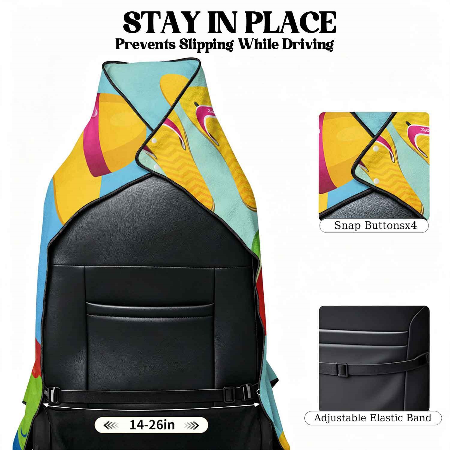 Summer bath towel and car seat cover 2-in-1, ultra-fine fiber outdoor beach and car dual-use universal seat cushion