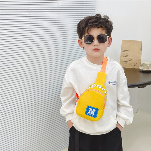 New children's chest bag wholesale Korean version M letter printing boy bag kindergarten printable LOGO baby travel bag