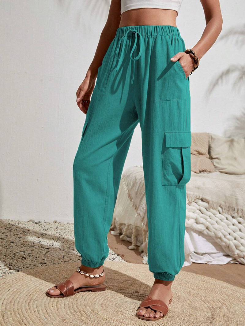 Pantalones de Mujer para Trabajo Casual, Color Sólido Versátil, con Bolsillos, Primavera-Verano 2025, Ropa de Mujer Europea y Americana, Amazon, Tiktok, Temu image 14