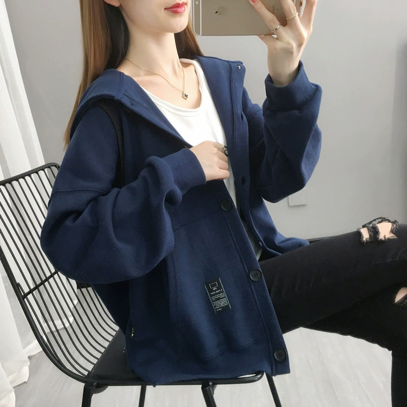 Autumn fashionable thin cardigan, sweatshirt, Korean style, oversize