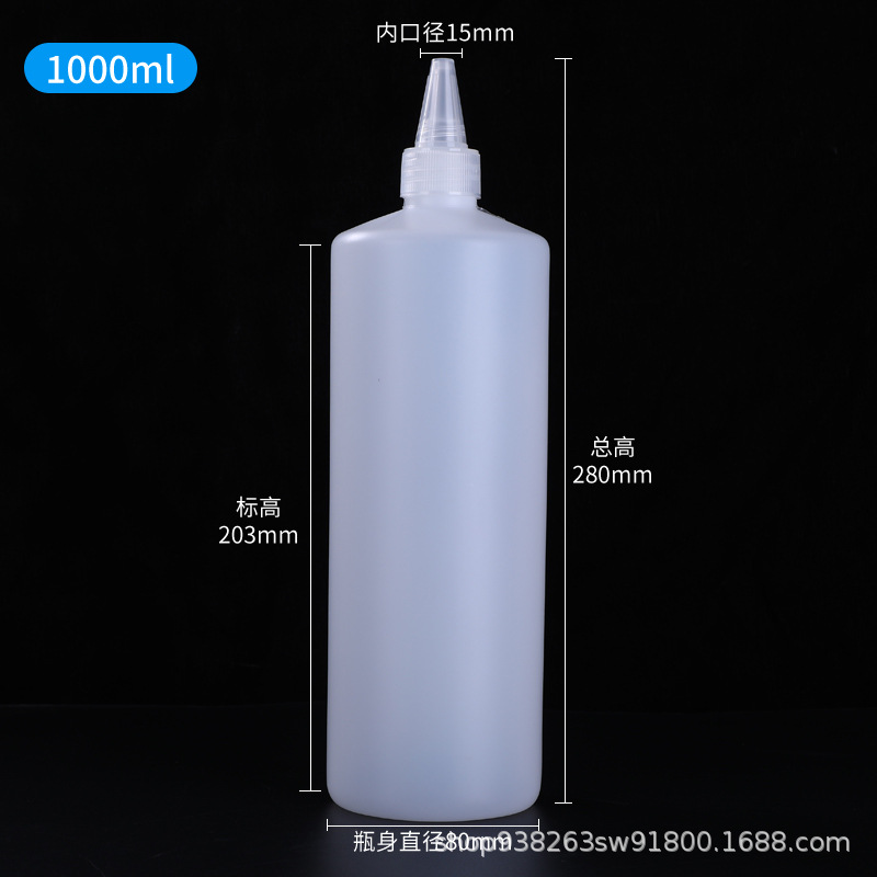Botella de punta translúcida 10 500ml extrusible con botella de goteo de escala botella de plástico PE botella de tinta botella de pegamento