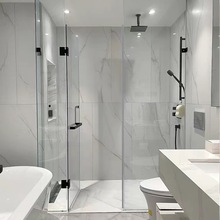金康兴一字型厂家淋浴房极简轻奢无框不锈钢钢化玻璃淋浴门
