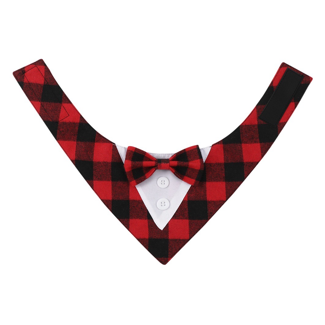 TANPOPO estilo explosivo transfronterizo de Navidad a cuadros copo de nieve toalla triangular para mascotas velcro toalla de saliva para perros bufanda