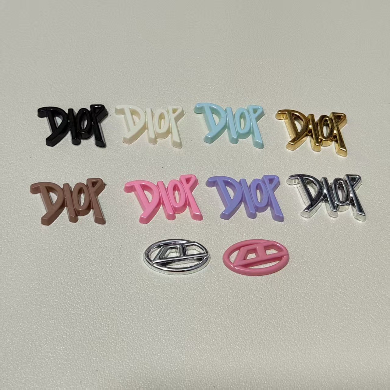 英文字母DIOP贴片百搭发饰发夹发箍发圈带手机壳棉拖鞋工艺品diy