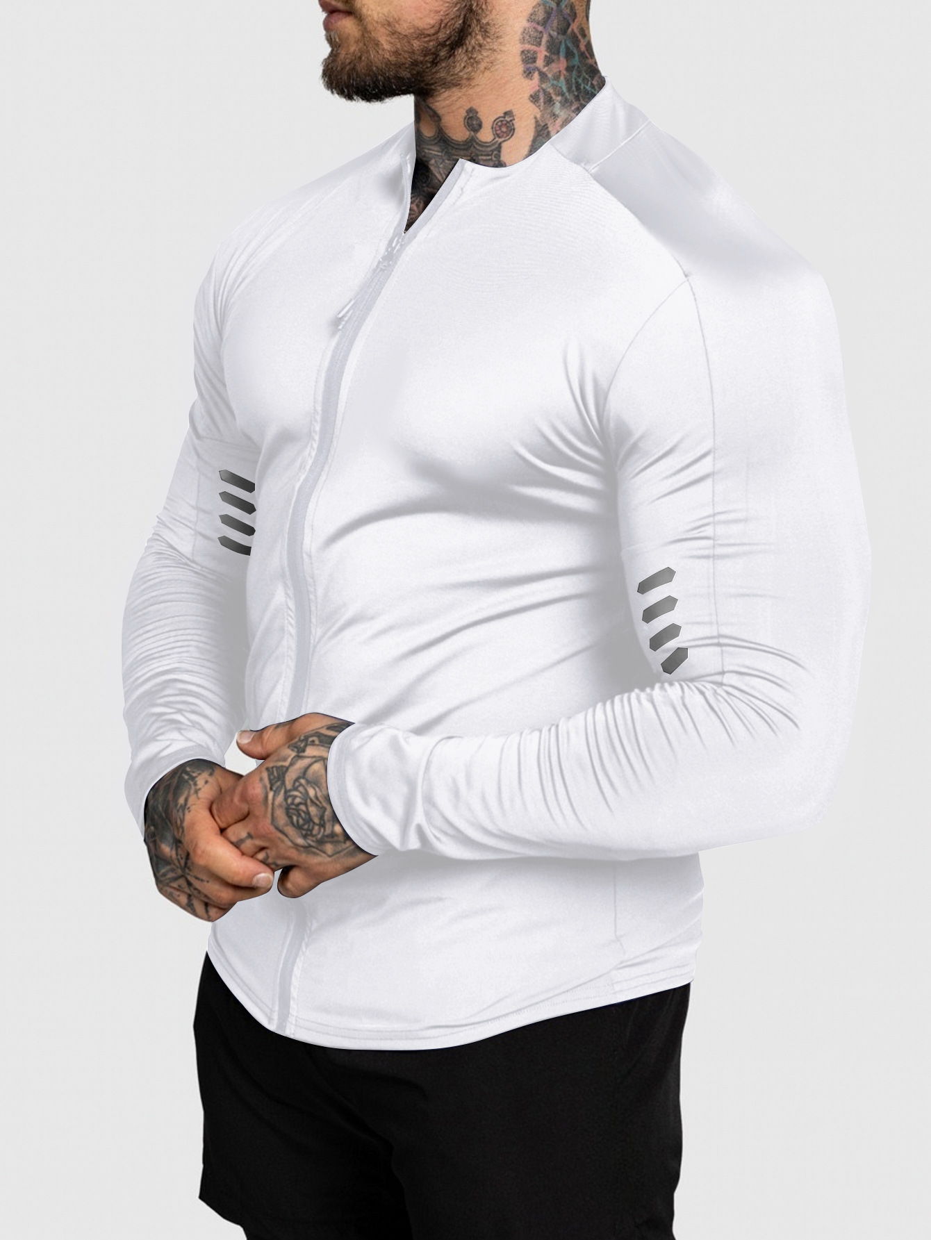 Men's Quick Drying Long Sleeve Cardigan Jacket Slim Fit Stretch Sports Fitness Base Layer Training Running Top Trendy Autumn_viptrois.com