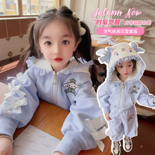 女童蝴蝶结玉桂狗套装春秋2025新款时髦洋气女孩加绒加厚冬装两件