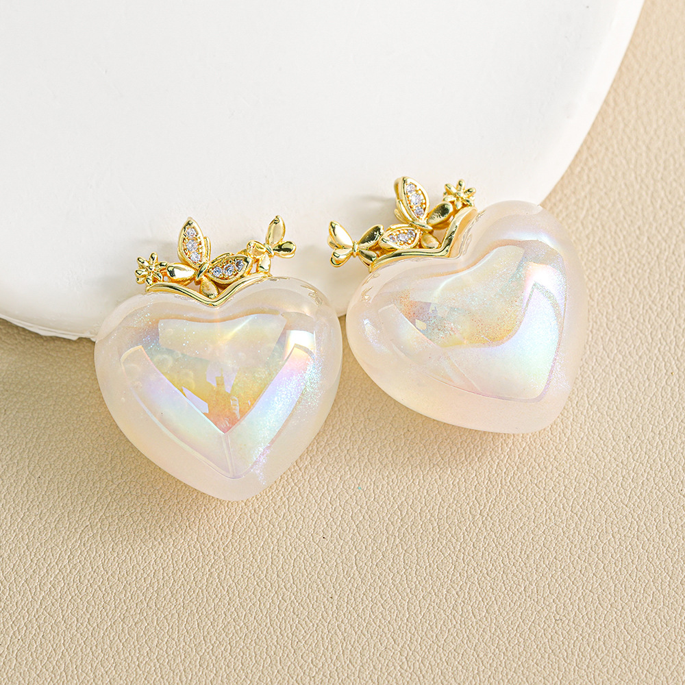 Colgante de Corazón con Brillantina de Heidi, Pin de Sombrero con Forma de Mariposa, Colgante de Corazón para Llavero, Cadena para Teléfono, Accesorios al por Mayor
