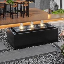 不锈钢喷泉水景室外园林鱼池酒店会所瀑布景观流水池金属装饰摆件