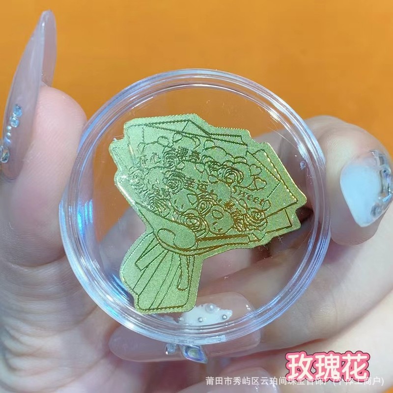 2mg足金手机贴妈祖手工玫瑰花有钱花马上桃花创意活动礼品批发|undefined
