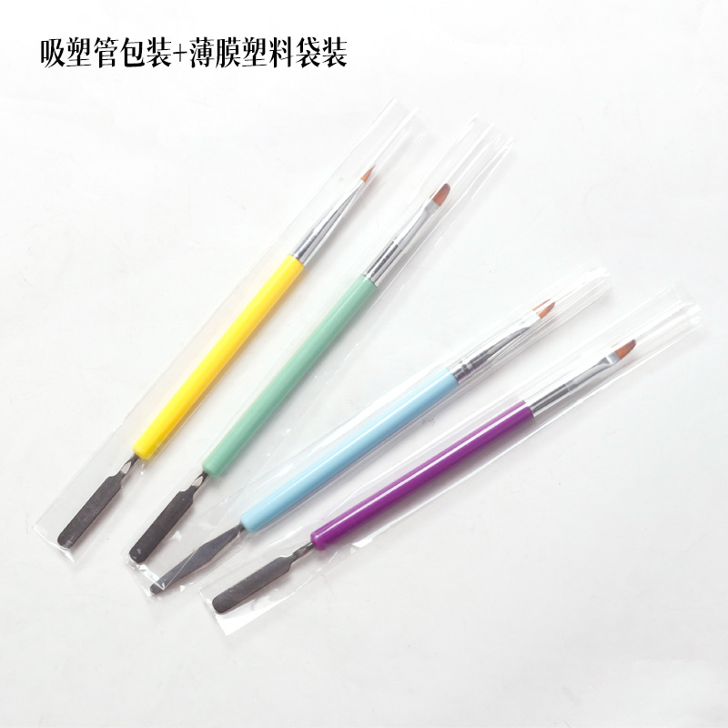 Uña pintada de doble uso extensión de pegamento de dos cabezas bolígrafo de fototerapia varilla de color bolígrafo de uñas en relieve varilla de acero empujando varilla de pegamento