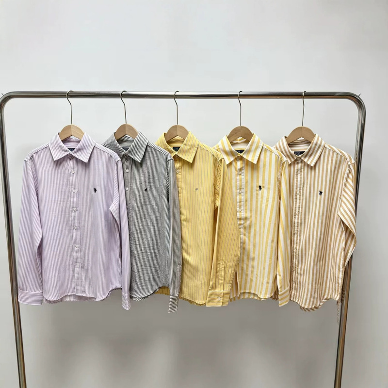 Lf Classic Pointed Collar Women's Long-Sleeve Linen Striped Versatile Loose-Fitting Casual Stylish Shirt for Spring, Summer, and Autumn Lf Classic Pointed Collar Women's Long-Sleeve Linen Striped Versatile Loose-Fitting Casual Stylish Shirt for Spring, Summer, and Autumn