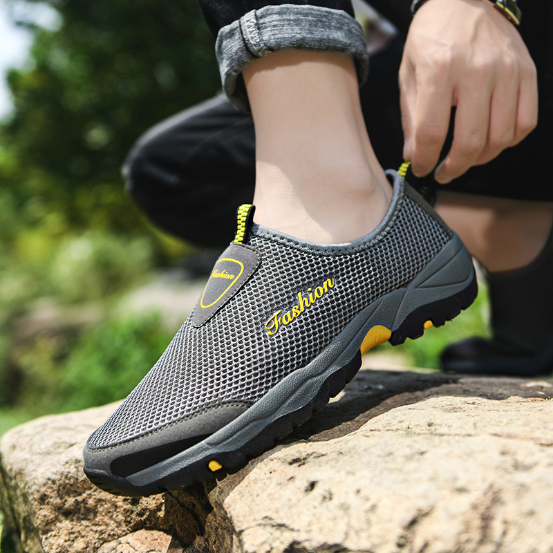 2024夏季跨境網鞋運動鞋男夏季透氣男鞋軟底透氣網面鞋戶外健步鞋