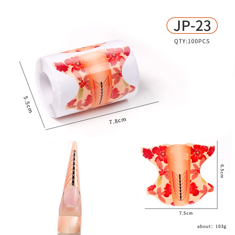 Soporte de papel de uñas de herradura extensión de fototerapia de cristal herramienta de uñas arte de uñas mariposa mosca titular de dedo rectangular 100 unids/rollo