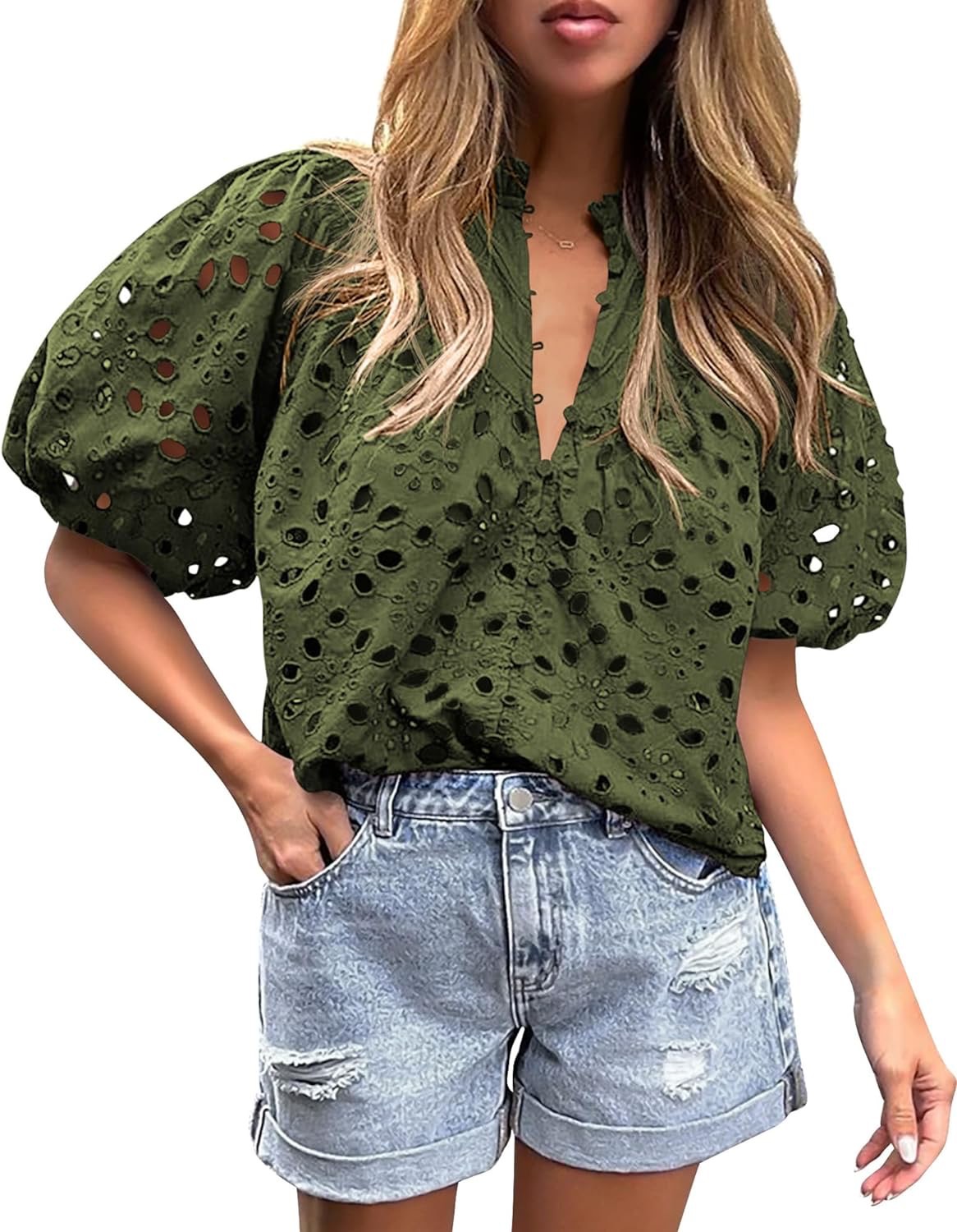 210g Weight Half Sleeve Sleeve Length Puff Sleeve Sleeve Type Polyester Fabric Type Regular Top Length T-shirt Tops Type Holiday, Daily Occasion Standing Collar Neckline Loose Fit Type Solid Color Pattern Summer Season Women's Gender Patchwork Design Vacation Style Wholesale Women's Vacation Solid Color Half Sleeve Patchwork T-Shirts 2