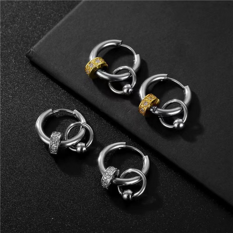 New titanium steel earrings trendy creative ring accessories non-pierced trendy men's ear clip fashionable personalized men's ear jewelry
