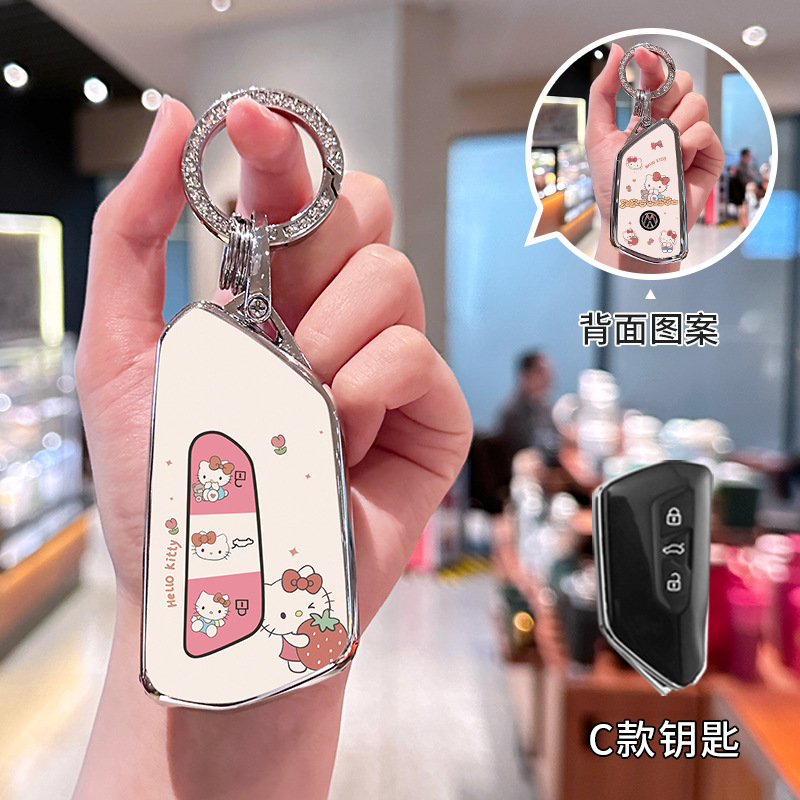 폭스바겐 C 모델 [양면 프린팅 KT 고양이] + 실버 다이아몬드 버클