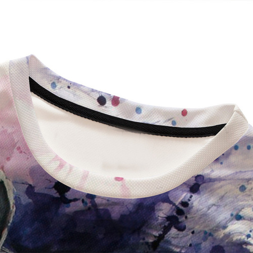 Men's summer thin casual straight-leg collarless printed youth ready-to-ship mesh short-sleeved T-shirt