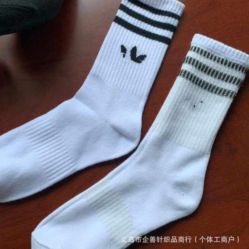 Adストクラシック三本棒靴下クローバー白黒タオル底スポーツ靴下男女ランニング通気性サッカー靴下|undefined
