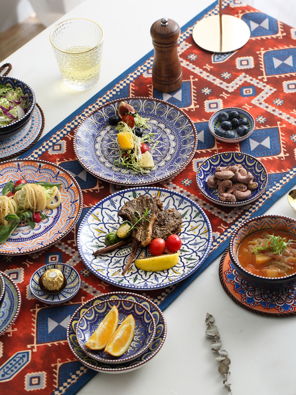 Bohemian Dishes and Dish suit Household Creative Distinctive Rice Bowl High Color Value Ceramic Tableware Dishes and Dish Combination European Style Bohemian Dishes and Dish suit Household Creative Distinctive Rice Bowl High Color Value Ceramic Tableware Dishes and Dish Combination European Style
