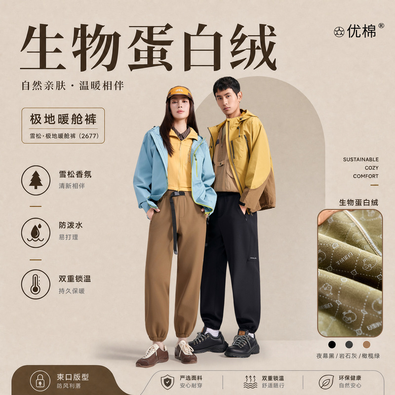 2026 Cedar Polar Warm Cargo Pants Cashmere Protein Wide-Leg Loose Slimming Casual Pants 2677 Cuffed Pants