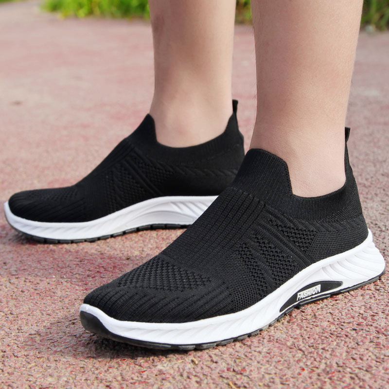 Cross-border Autumn Men's Shoes Breathable Flyknit One-Piece Flat Shoes, Exports Anti-Slip Lightweight Casual Single Shoes, Dropshipping One Piece