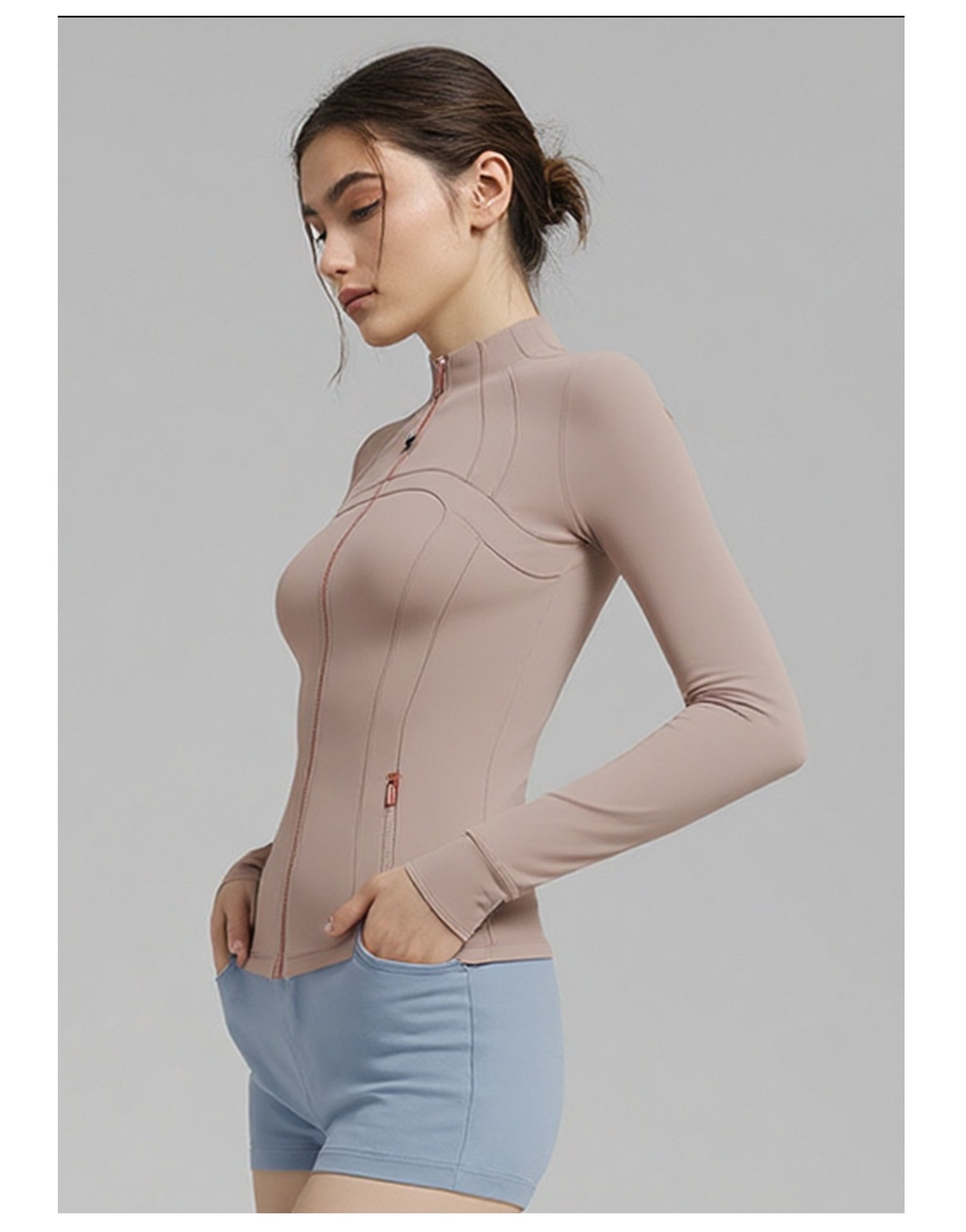 Women's Clothing Stand Up Collar Zip Up Cardigan Quick Drying Nylon Sports Top For Yoga Autumn Fashion_ecoleips.com