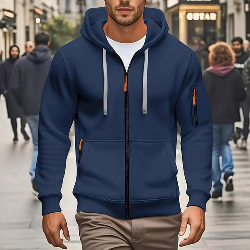 2025 Euro Code Autumn/Winter Men's Zip Hooded Sweatshirt Men's Sporty Casual Open Jacket Batch