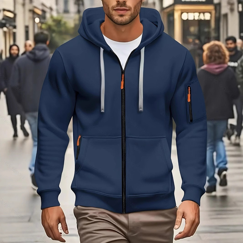 2025 New Cross-Border European Size Autumn and Winter Men's Sweatshirt Zipper Hoodie Men's Sports Casual Cardigan Jacket Batch