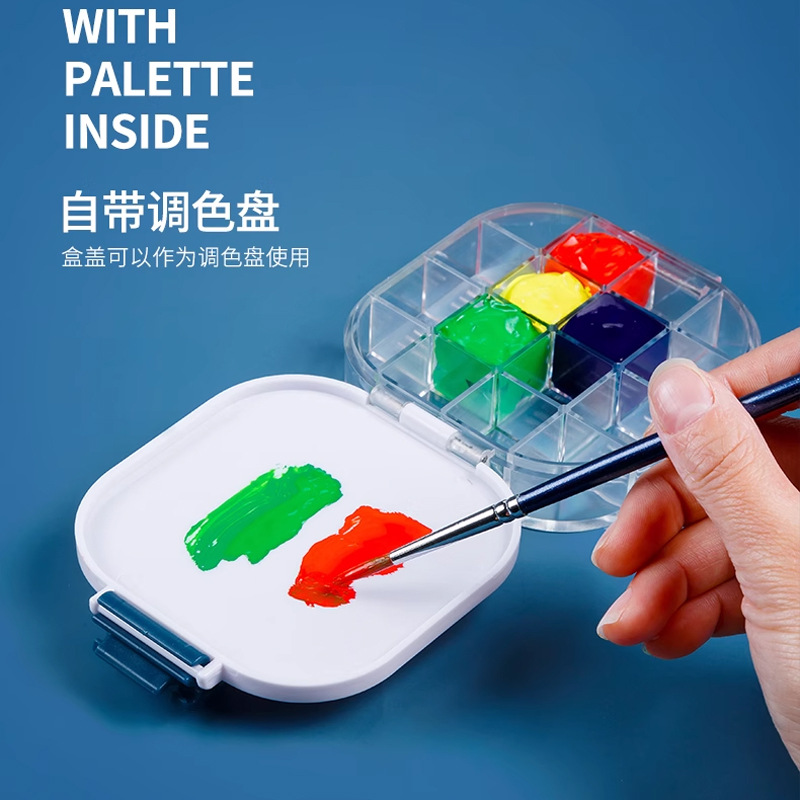 Xiupu cubo plegable arte acuarela herramienta traje multifunción pigmento caja hidratante paleta