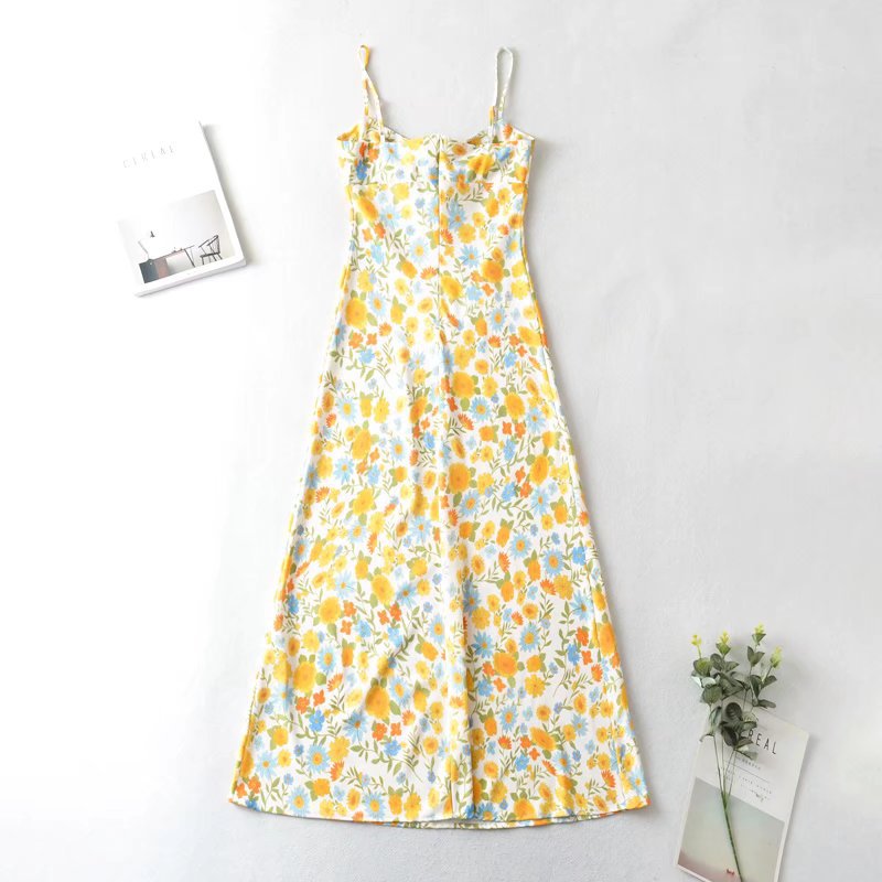 lace-up wrap chest sling backless slim floral dress NSAM129037