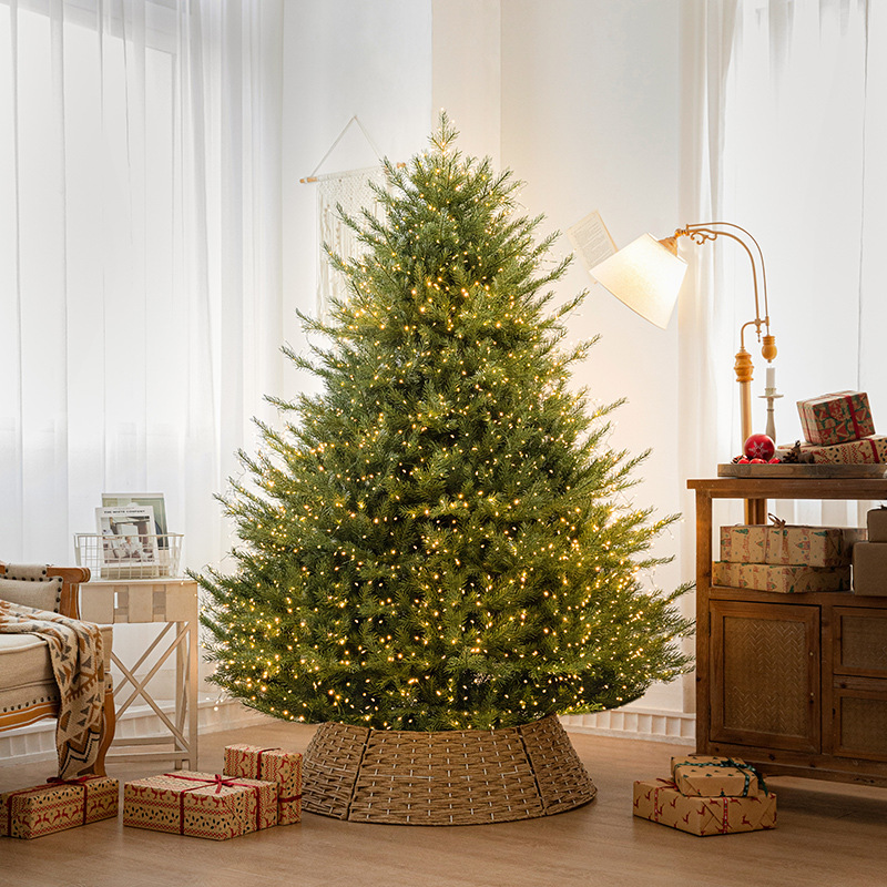 Hoja de PE puro lujoso cifrado luminoso árbol de Navidad conjunto de decoración de sala de estar casera decoración de gran tamaño decoración de piso
