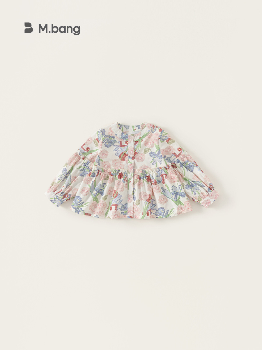 Yoobao ropa infantil primavera camisa de flores de niña 2025 nuevo estilo de ropa de manga larga para niños camisa de muñeca de bebé