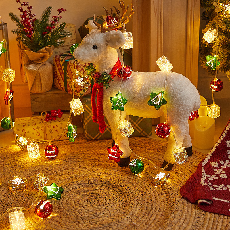 Decoración del árbol de Navidad bola de lámparas parpadeantes luces de cadena Navidad vestido tienda ventanas colgantes creativos joyas pequeñas