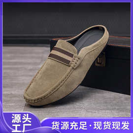 乐福鞋男轻便男士豆豆鞋男鞋夏季一脚蹬套脚透气休闲半托拖鞋男鞋