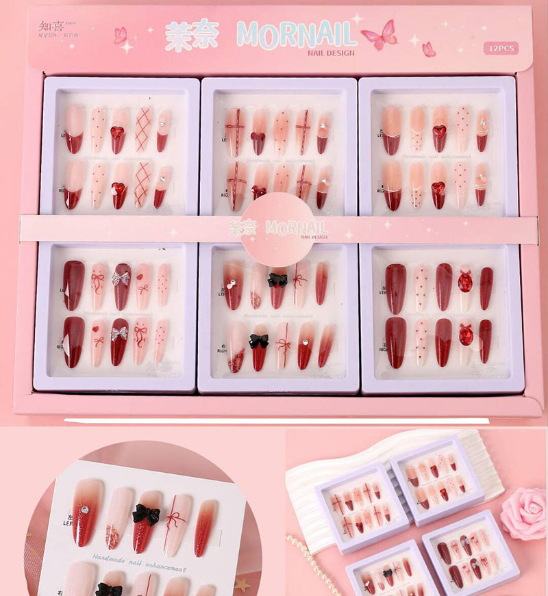 Nuevo desgaste de la serie de mariposa de uñas etiquetas de uñas niñas caja de almacenamiento transparente etiquetas de uñas falsas niñas etiquetas de uñas cortas