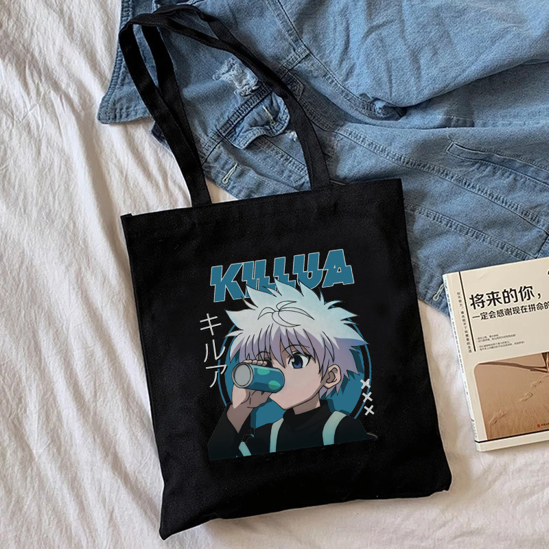 Transfronterizo Hunter X Hunter dibujos animados impreso lienzo bolsa de hombro Harajuku estudiante bolso bolsa de compras