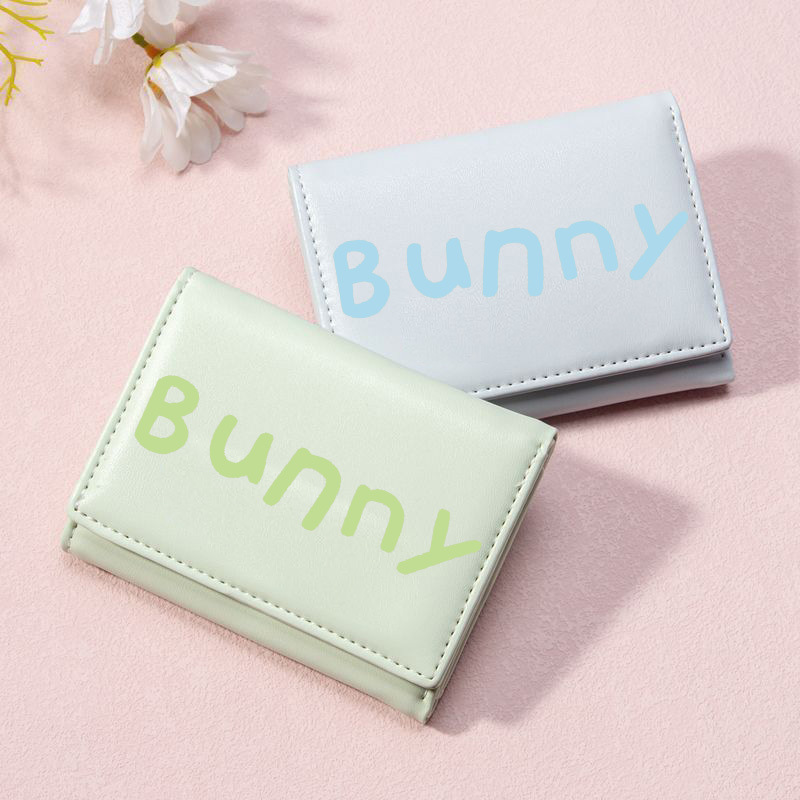 Ins cartera encantadora impresión de cuero pu botón bolso de bolso corto Bunny bolso de tarjetas de moda bolso de cambio