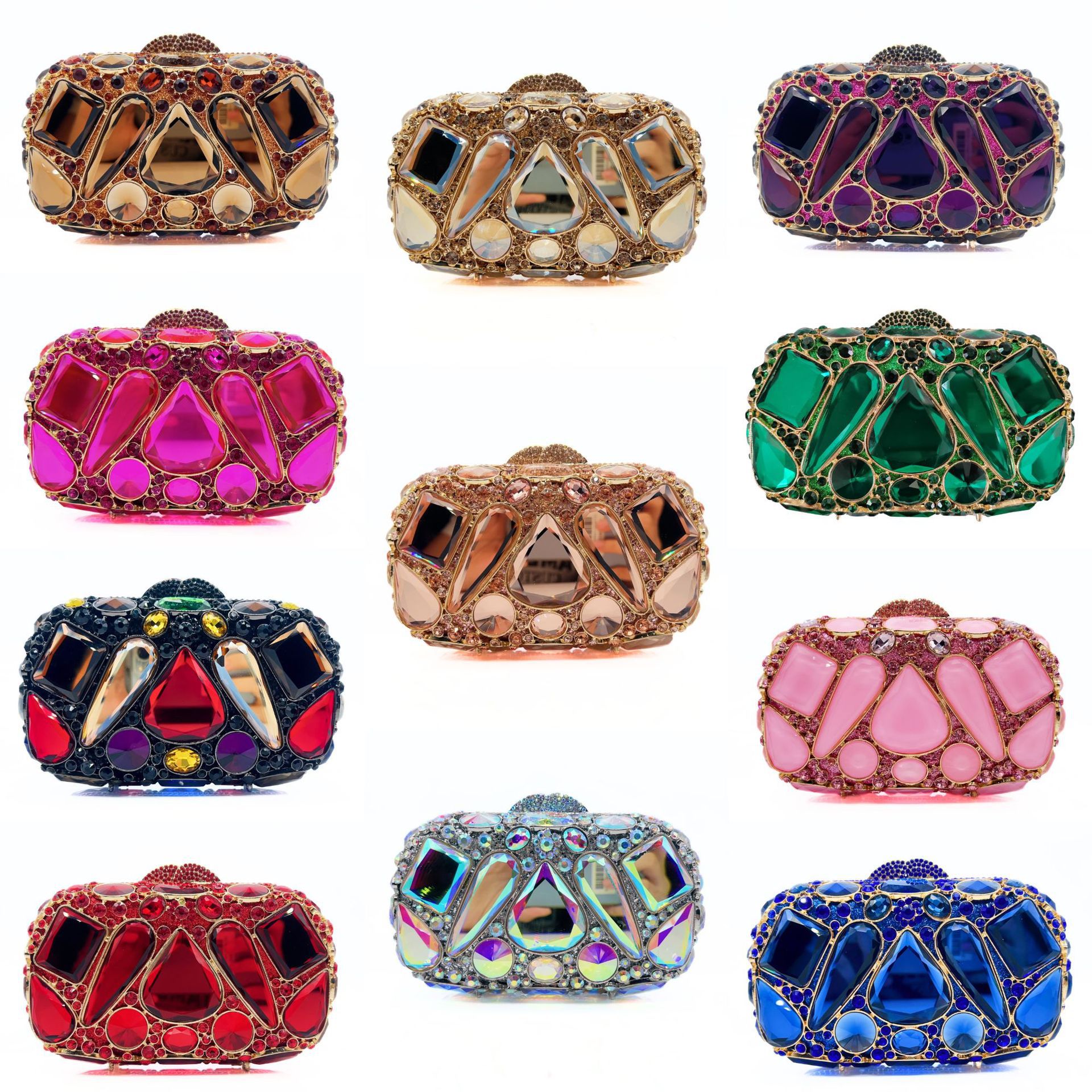 Inventario transfronterizo nueva bolsa de diamantes de cristal bolsas de mano bolsas de banquete bolsas de damas Stone Clutch bag