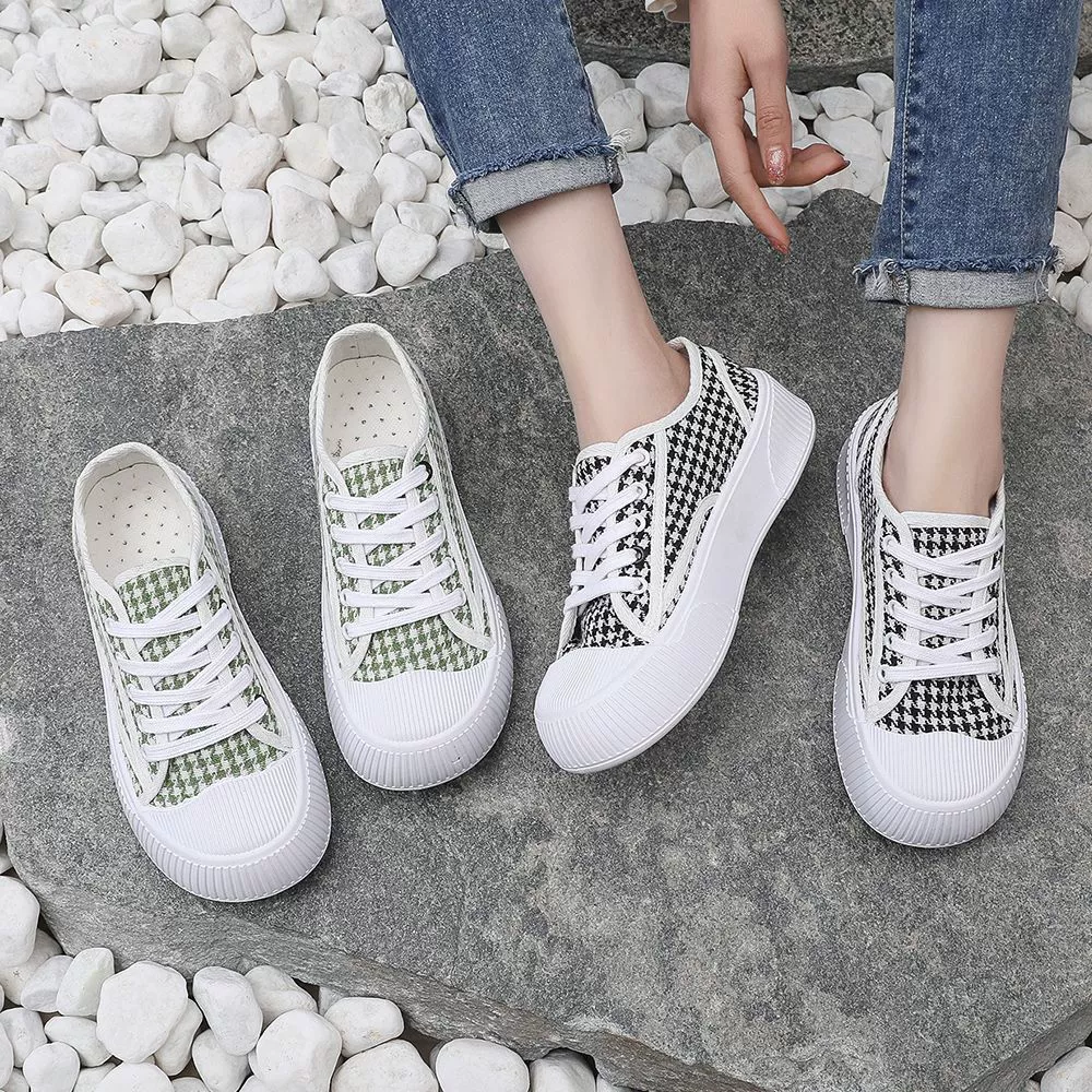 Парусиновая обувь, Новое поступление, бисквитная обувь, женская обувь, универсальные белые туфли на толстой подошве, модные повседневные спортивные кроссовки