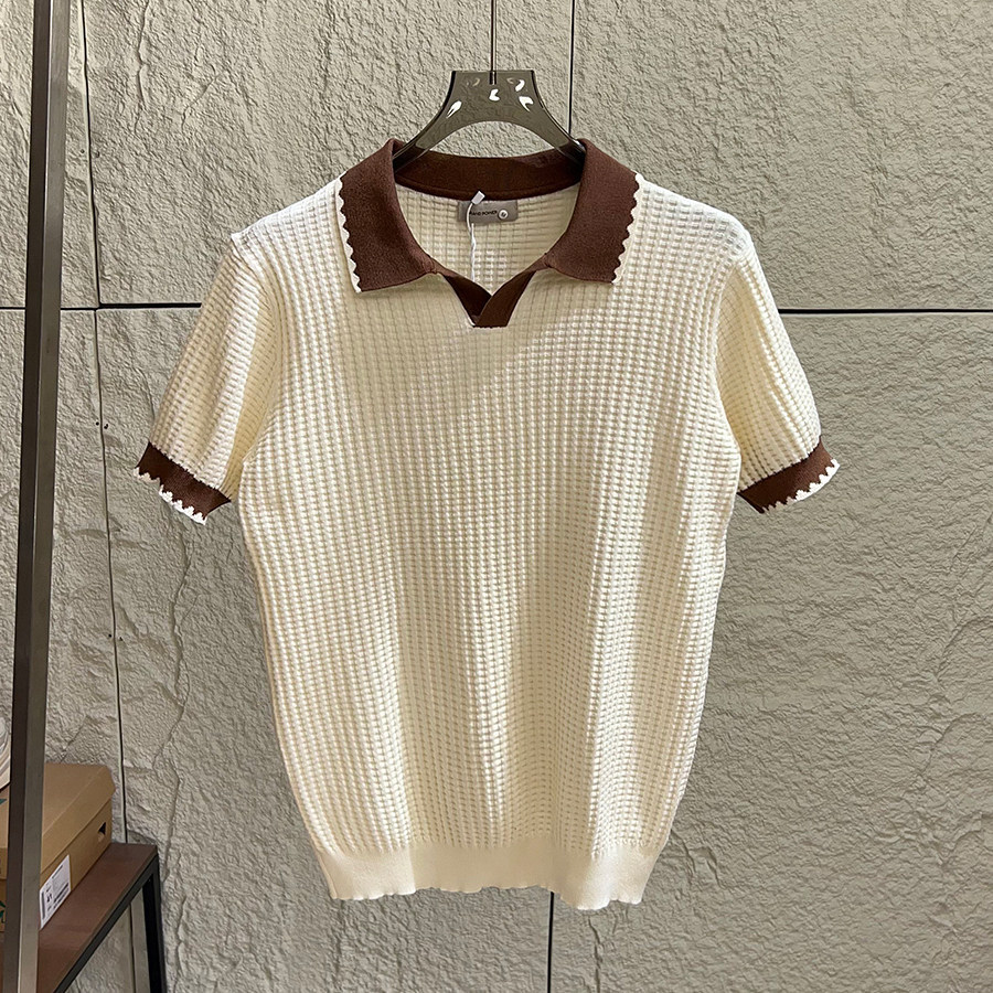 Polo camiseta de punto camiseta de manga corta hombre gaviota cuello V textural color antiguo viento camiseta de verano fábrica transfronteriza al por mayor