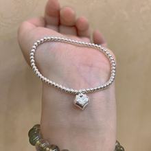 韩版甜美990银爱心手链女复古简约几何桃心手饰气质手饰时尚批发