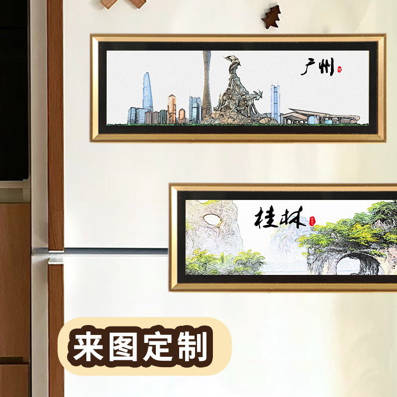 城市记忆相框软磁冰箱贴石家庄南京天津南昌石家庄文创礼品磁性贴