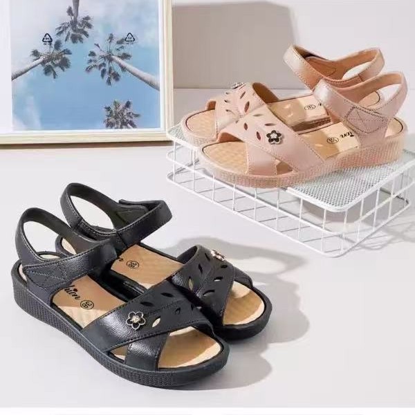 舒适女凉鞋夏季新款中年妈妈凉鞋清凉夏日百搭好看防滑轻便平底鞋