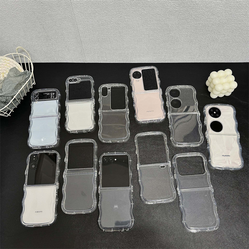 New tpu wavy edge folding phone case for Samsung zflip6 generation millet mix flip OPPO Huawei