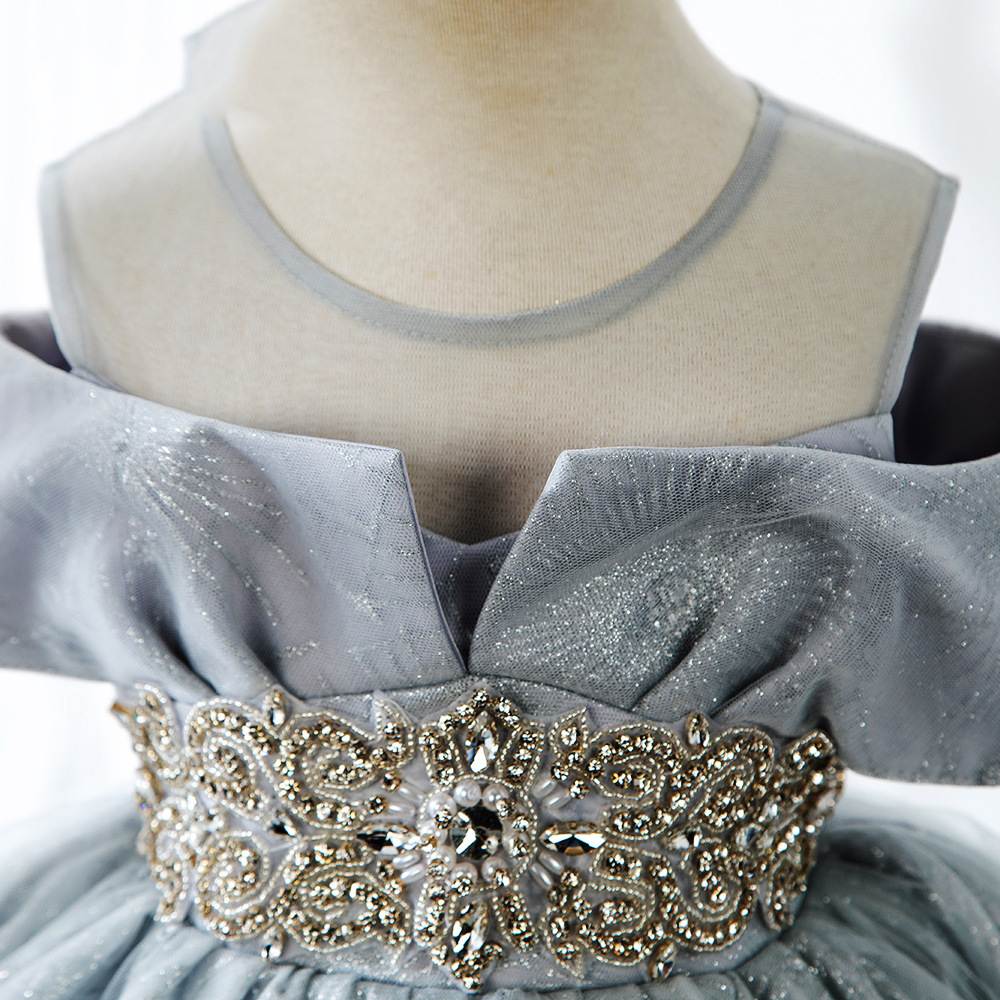 Robe de princesse féerique en tulle style années 80 pour filles, idéale pour un anniversaire, un mariage ou comme demoiselle d'honneur. 100% coton. Vêtements pour filles de 0 à 3 ans._voghion.com