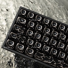 XVX ヴェノムキーキャップメタルテクスチャ中空霧透明パーソナライズされたクリエイティブメカニカルキーボードキャップシルバー正刻印半透明