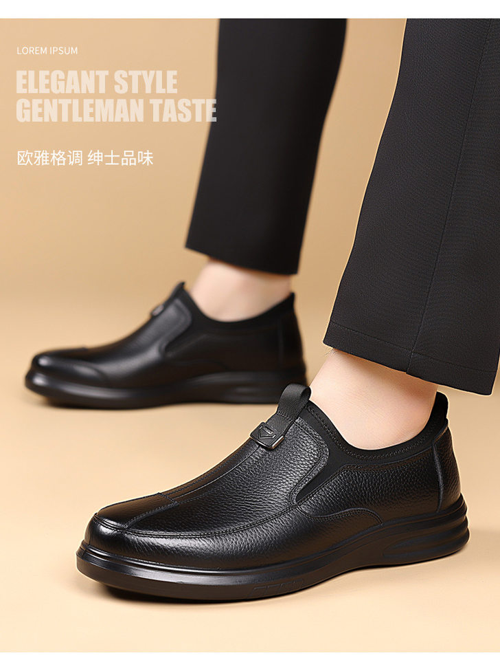 Giày lười nam da bò thật mũi tròn gót thấp 1-3 cm, đế mềm chống trượt kiểu lái xe — DT3703 màu nâu, DT3703 màu đen chi tiết 5
