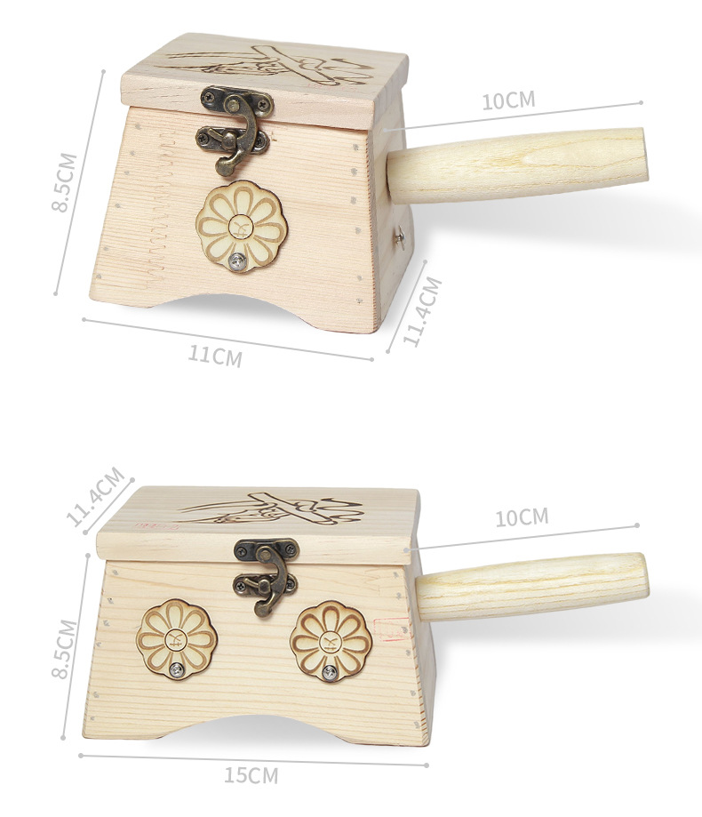 Wooden Moxibustion Box Trapezoid Flip-Top Portable Full Body Warming Device 4-6 Holes in use